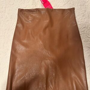 Commando Tan Leather Pencil Skirt - Large